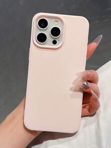 1pc Minimalist Light Pink TPU Soft Phone Case Compatible With Apple Model For IPhone14 15 16 17 17Promax/15/15pro/15plus/15Promax - Pink - View 5