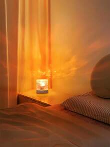 1 Pack Type C Round Night Light Crystal Table Lamp, USB Power Plug-In,Creative Bedside Lamp With Rotating Water Ripple Effect, Flame Atmosphere Lamp With 16 Color Diamond Effect And Remote Control Function, Bedroom Rgb Remote Control Night Light With Rotating Water Pattern Design, Suitable For Children's Rooms, Bedrooms, Hallways,