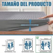 Protector de Colchn Cmodo y Transpirable, Protector Cubre Colchn Impermeable para La Proteccin del Colchn, Resistente A Los caros del Polvo Gris, King - Gris - Ver 3