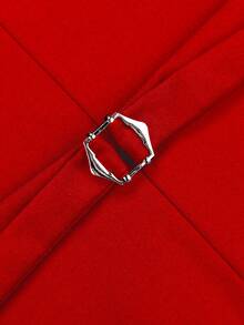 Men's Classic Elegant Simple Solid Color Button Front Suit Vest, Excluding Tie And Shirt - Red - View 6