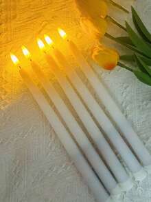 6 buc lumânări electronice LED de Crăciun, decor de atmosferă pentru petrecere de nuntă, lumânare simulată cu ceară cu stâlp extra lung, lumânare conică fără flacără, decor de nuntă alimentat cu baterii, cadouri de Crăciun, decor de toamnă pentru casă, decor de Crăciun fără baterie