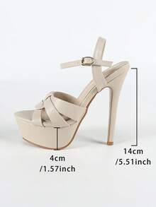 14cm Super High Heel Waterproof Platform Peep Toe Stiletto Sandals, Red