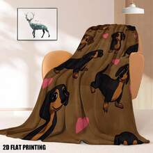 Super Soft Cute Dachshund Prints Flannel Printed 3D Blanket, As Birthday Gifts, Family, Wedding, Souvenir Blankets, Polyester Blankets Suitable For All Seasons, Washable, Machine Washable, Lightweight, Breathable, Comfortable, Warm, Unique, 280gsm For Him, Her Personalized Ideal Gifts For Her, Him, Family, Boyfriend, Girlfriend, Father, Family, Mother, Lover, Daughter, Son, Grandfather, Grandmother, Friend, Classmate, Pet.   Perfect Nap, Camping, Travel, Home, Daily Life, Office Decoration, Birthday, Anniversary, Valentine's Day, Thanksgiving, Christmas, Halloween, Mother's Day, Father's Day, Wedding, New Year Gifts ,Sofa,Bed,Car,Bedroom,Living Room,Office,  Outdoor Camping, Beach,Wall Decoration - 多色36 - 查看 5