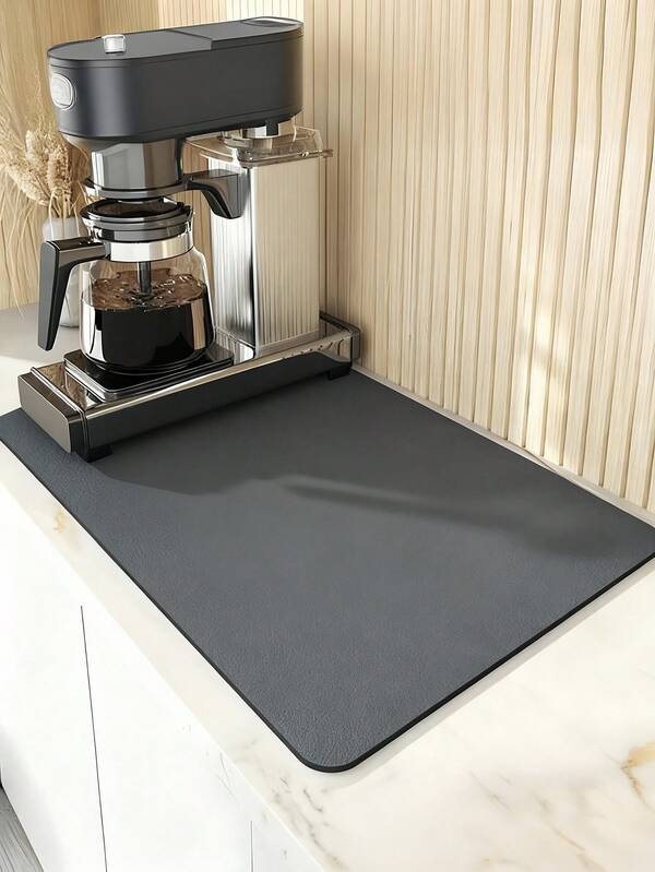 1pc Coffee Machine Absorbent Mat, Kitchen Bowl Drying Pad, Non-Slip Bar Counter Draining Mat, Kitchen Countertop Placemat, Heat-Resistant Non-Slip Kitchen Countertop Mat, Multi-Purpose Cup And Appliance Draining Mat, Mildew-Resistant, Durable