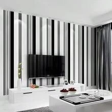 1 rollo de papel tapiz no tejido minimalista moderno, papel tapiz a rayas de moda en negro, blanco y gris, para sala de estar, dormitorio, pared de fondo de TV, decoración de tienda, decoración del hogar. Papel tapiz a rayas de 17.7in x 39.3/118.1/196.8/393.7in disponible para todas las temporadas