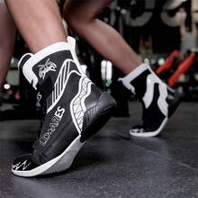 Men's Professional Wrestling Shoes, High-Top Competition Training Shoes, Wrestling Shoes & Fitness Boots, Colorful Patchwork Sports Shoes, Synthetic Leather & Mesh Material, Indoor Fitness Non-Slip Boxing Training Shoes, Suitable For All Seasons, Size: 39-48