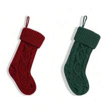 2025 New Cross-Border Knitted Christmas Socks, Christmas Tree Ornament Decorative Socks, Candy Gift Bag, Christmas Decoration, Large Size Knitted Diamond Pattern Christmas Socks, Candy Gift Bag Home Decor Christmas Decorations Room Decor Winter