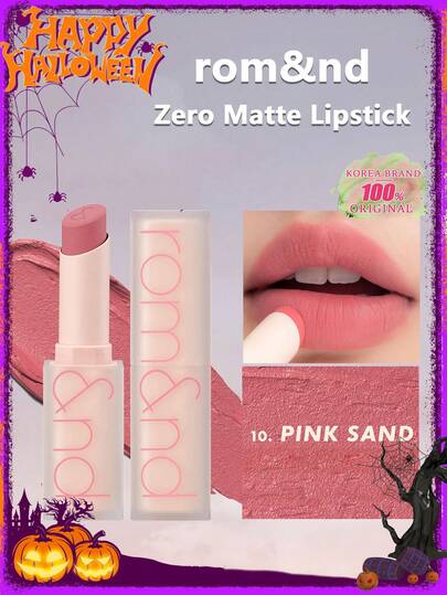 Rom&nd ZERO MATTE LIPSTICK #10 PINK SAND, Velvet Matte Texture, Lightweight, Non-Drying, Soft-Focus Matte Finish, Blurred Lips Effect, Daily Matte Look, Professional Makeup, Special Events, K-Beauty, Korean Makeup, 3g/0.11oz.