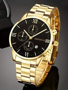 Alloy Quartz Men's High-End Luxury Watch Set, Electronic Sports Quartz Watch, Unisex Watch, Gift For Wedding - Multicolor - View 3