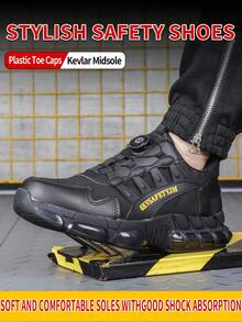 أحذية أمان للعمل جديدة للرجال، مقاومة للثقب بطرف من الصلب، مضادة للصدمات، مانعة للانزلاق، ماصة للصدمات، مقاومة للتآكل، بنظام ربط بالأربطة، قاعدة ناعمة، أحذية أمان للعمل مزيلة للروائح الكريهة