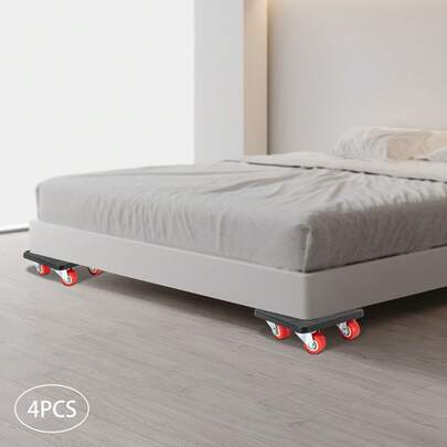 4-Pack Furniture Dolly Wheels With Lifter - 881 LBS Load Capacity, 360° Rotating Universal Wheels, PVC/PP/Steel Build For Moving Beds, Fridges & Heavy Appliances (Black)