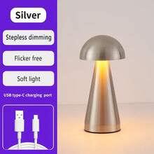 مصباح فطر بتصميم LED حديث قابل للشحن بلمسة، ثلاثي الألوان، مع بطارية ليثيوم بوليمر قابلة للشحن، مناسب لغرفة المعيشة والنوم والمطبخ والبار، مثالي لأجواء عيد الميلاد وعيد الهالوين - مصباح مكتبي قابل لإعادة الشحن - مشاهدة 7