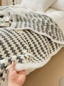 1 pieza Manta de felpa de tafetán gruesa y de doble cara, con acabado de bordes, manta casual para la siesta, adecuada para estancia en casa, dormitorio, hogar, sofá, puede usarse como manta para la siesta en la oficina, manta decorativa, manta de viaje, manta para el coche, también puede usarse como edredón