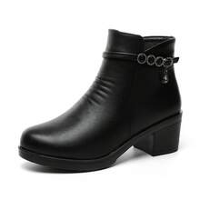 Women Flats - Brown [with Fleece Lining and Black Fur] - View 6