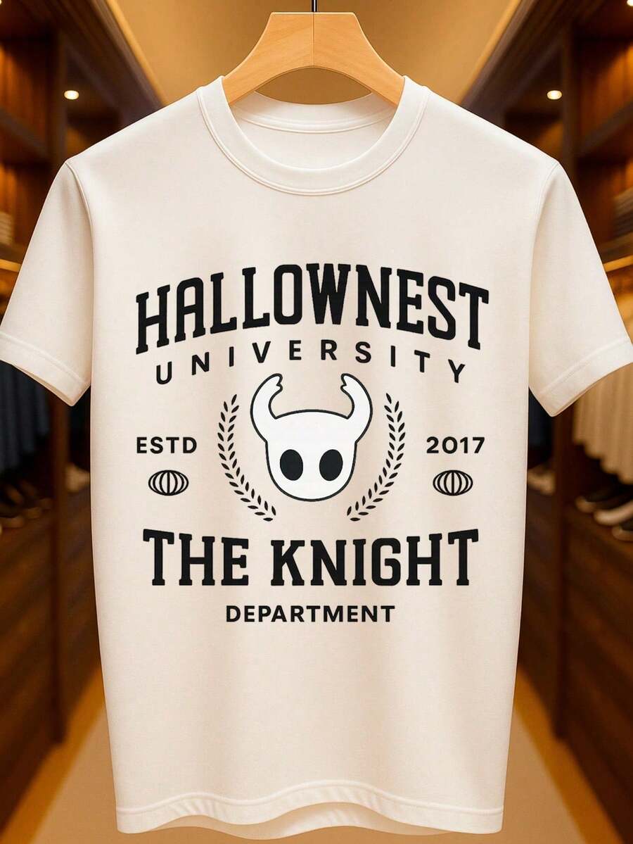 Hollow Knight Hallownest University Knight Basic Unisex T-Shirt 100% Premium Cotton – Men's And Women's | Casual, Streetwear, Plus Size, New Release With Immediate Shipping In Various Colors - 白色 - 查看 1