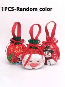 1 pièce Sac en canevas cadeau de Noël Boîte d'emballage de cadeau de Noël transfrontalier Boîte de pomme Sac cadeau de la veille de Noël. Sac fourre-tout cadeau de Noël avec design de dessin animé festif - Père Noël, bonhomme de neige, renne - Sac à bonbons et pommes festifs avec fermeture pour la décoration de fête de Noël, sac cadeau de Noël parfait