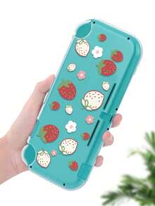 1pc Scratch-Resistant Clear PC Case With White Strawberry Design, Compatible With Switch Lite Console - Multicolor - View 6