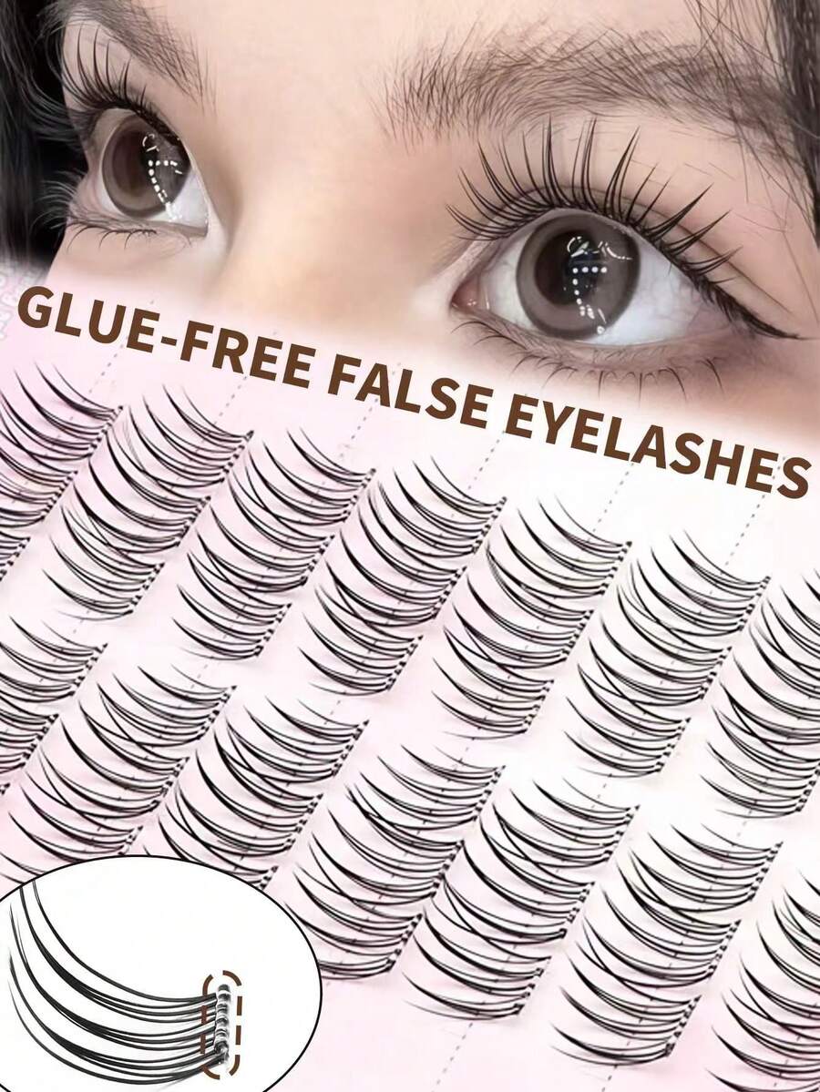 60 Pairs Christmas False Eyelashes, Natural & Realistic, Thin & Curly C-Curl, Triple-Layered Sunflower Cluster Lashes - C - View 1