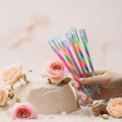 Tarjeta de felicitación con bolígrafo espiral, bolígrafos resaltadores de purpurina multicolor para diarios, bolígrafos de dibujo de color degradado DIY, bolígrafos marcadores de alta calidad para estudiantes