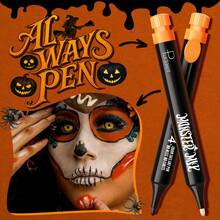 Pudaier Halloween 4-Color Face Paint Pens - Black, White, Red, Pumpkin; Matte Velvet Texture, Multi-Purpose; Exclusive Halloween Makeup; Halloween Cosmetics; Suitable For Halloween, Cosplay, Horror Parties, And Pranks. - Multicolor - View 2