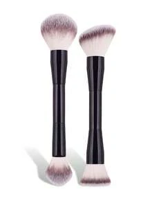 2支装专业双头面部化妆刷，散粉刷、腮红刷，化妆工具，柔软纤维，方便携带，旅行必备，粉底刷、遮瑕刷、腮红刷、修容刷、古铜粉刷、散粉刷、粉底刷、腮红刷 - 黑色 - 查看 9