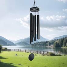 Campanas de viento   para exteriores Campanas de viento de tono profundo conmemorativas de aluminio de 58 pulgadas - Negro - Ver 1