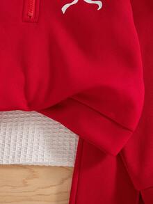 两件套少女休闲蝴蝶印花落肩圆领长袖卫衣长裤套装，保暖连帽衫和长裤，秋冬季