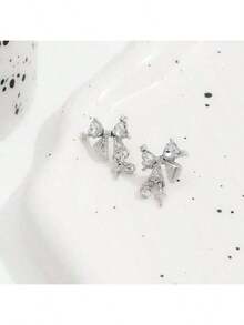 Rhinestone Bow Decor Stud Earrings - Nhiều màu 3 - Xem 4