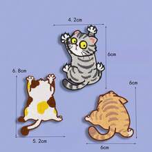 3件套可爱调皮猫刺绣布贴动物徽章服装DIY装饰贴纸