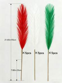 33Pcs/15Pcs/6Pcs Christmas (Green White Red)Artificial Pampas Grass 55cm/21.65in Fluffy Faux Flower Beige, Brown, Orange Colored Artificial Reed Faux Pampas Grass For Home Farmhouse Decor, For Bohemian Decor, Artificial Flower Fake Pampas Decor,