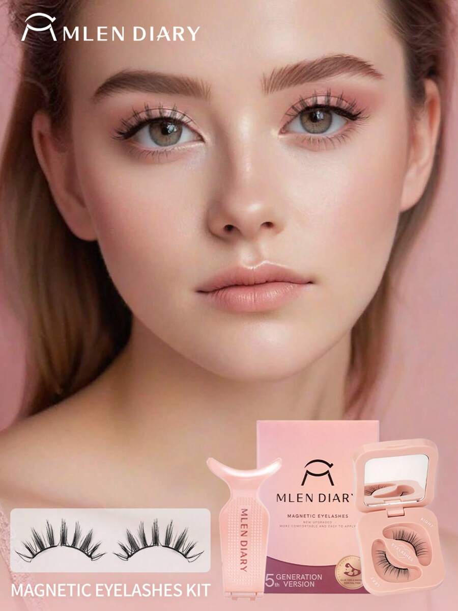 MLEN DIARY 7-11mm 可重复使用磁性假睫毛套装，升级版 3D 双磁性假睫毛，无需胶水，便携式假睫毛簇，打造自然妆容（假睫毛）