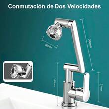 Grifo Giratorio 1080, Mezclador de Fregadero de Bao Mezclador Giratorio de 1080 Fregadero de Acero Inoxidable para Agua Caliente y Fra con 2 Mangueras de 60CM - plateado - Ver 8