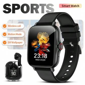 Smartwatch, reloj inteligente multifuncional deportivo de 1.83 pulgadas, con llamadas inalámbricas/música, notificaciones de mensajes, podómetro, recordatorios de sedentarismo y múltiples fondos de pantalla. Adecuado tanto para hombres como para mujeres, compatible con Android e iOS. Perfecto como regalo de Año Nuevo.