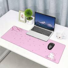 Pink Cherry Blossom Cat Mouse Pad,Large Cute Desk Mat,Kawaii Gaming Office Mousepad For Girls Women,Japanese Sakura Floral Aesthetic Rubber Base Mouse Keyboard Mat,31.5x12in - 80*30*0.2 - 查看 8