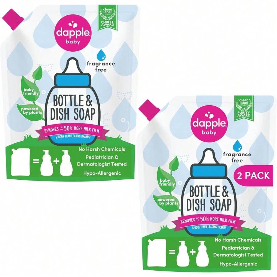 Dapple Baby Bottle Soap, Hypoallergenic Dish Soap For Baby Bottles, Powered By Plants, Fragrance Free, 34 Fl Oz (Pack Of 2) - 預設 - 查看 1