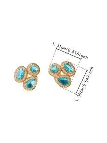 Bộ 2 bông tai đính đá Cubic Zirconia lấp lánh sang trọng, trang sức cho nữ dự tiệc cưới, thích hợp làm quà tặng ngày lễ - Vàng - Xem 6