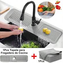 Actualizado Mezcladora para Fregadero de Acero Inoxidable+1 Tapete de Grifo+1 Pao Limpieza - Llave para Fregadero de Cocina, Llaves para Fregadero de Cocina Agua Caliente y Fra - # 3 Negro - Ver 4