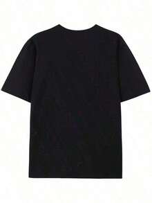 Camiseta casual para hombre, 100 % algodón, con un moderno estampado gráfico, perfecta para ir al gimnasio y un regalo ideal para cualquier entusiasta del fitness. Ligera y transpirable, de manga corta para el verano. - Negro - Ver 2
