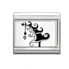 1 Stück individuell gestaltbares DIY italienisches modulares Armband, mit Weihnachtselementen, geeignet für Weihnachten, Neujahr, Halloween, Valentinstag, Weihnachtsstil, charmantes Design, Edelstahl Schmuck, Weihnachts- & Halloween-Essentiell, lokal, praktisch & modisch, Weihnachtsdekoration, Party-Outfit-Anleitung, Weihnachtsgeschenkzubehör, Weihnachtshaus-Atmosphäre, Halloween-Accessoires, geeignet als Partygeschenke für Freunde/Familie/Paare, Retro-Botanik-Stil, elegantes schwarzes Design, stabiler Herbstfarbton