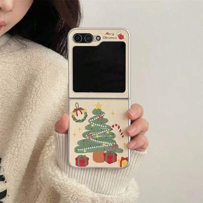 AutumnWinter Festive Christmas Tree Folding Phone Case For Samsung Galaxy Z Flip3 5GGalaxy Z Flip 4 5GGalaxy Z Flip 5 5GGalaxy Z Flip 6 5GGalaxy