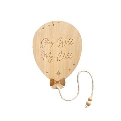 Nordic Wooden Hot Air Balloon Wall Sticker - Nursery Decor, Nature Themed Birthday Party And Forest Photography Prop