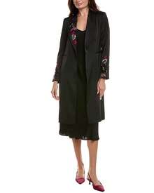 Elie Tahari The Bailey Embroidered Coat - Black - View 1