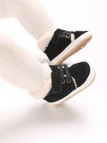 Infant Toddler Shoes, Thick Thermal Lined 0-1 Years Old Infant Boys Girls Non-Slip Soft Sole Warm Snow Boots, Winter - Black - View 1