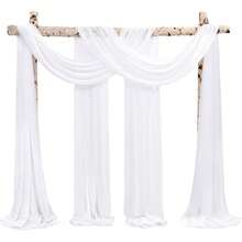 8 Panels 28" X 20ft Dusty Rose Wedding Arch Draping Chiffon Fabric For Ceremony, Arbor Drapery, Reception Decor, Party Sheer Backdrop Curtains, 2025 - 白色 - 查看 11