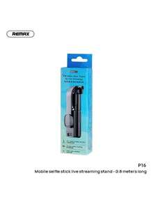 REMAX P16 Multi-Angle Phone Holder With Retractable Bluetooth Remote Control, Portable Design, Sturdy And Stable, Dual Fill Lights, Black - Black - View 2