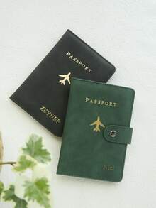 Takeoak 1个定制烫印姓名护照夹，配有时尚搭扣，可定制金色字母缩写姓名，采用纹理绒面革材质，是一款定制旅行配件，手工制作，优雅的证件卡，时尚旅行礼物，生日伴娘礼物，送给朋友的礼物，酒红色，字母，便携，多功能，多用途，大容量，实用，适合高中生、大学生、大一新生、大二学生、低年级学生，时尚秋季，展现魅力，新年魅力，旅行收纳包 - 均碼 - 查看 10