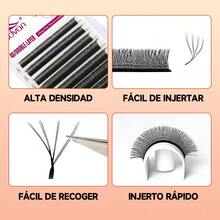 FADVAN Ciglia finte a C-Curl 3D/4D/5D a doppio strato a forma di W, 0,07 mm, 8-15 mm e mix di ciglia a ventaglio 6D/8D/10D preconfezionate, stile naturale morbido nero spesso, ciglia finte individuali in stile mink, forniture per estetiste, innesto rapido