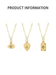 1件S925纯银极简主义女士吊坠配饰 - 精致的心形和八角星吊坠项链，搭配锁骨链，适合日常佩戴，也是送给女朋友的理想礼物 - 項鍊 - 查看 2