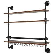SanBouSi Wine Storage Display Rack 3-Tier Wall Mount Wine Rack Wine Rack Wall Mounted - Black - View 6