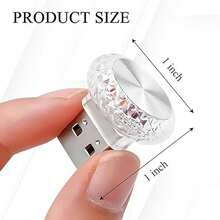 PAKRYS 2 件 USB LED 天使眼水晶氛围灯，汽车内饰配件，即插即用 USB 装饰夜灯，适用于大多数汽车（多色） - 蘑菇小氛圍燈 - 查看 6